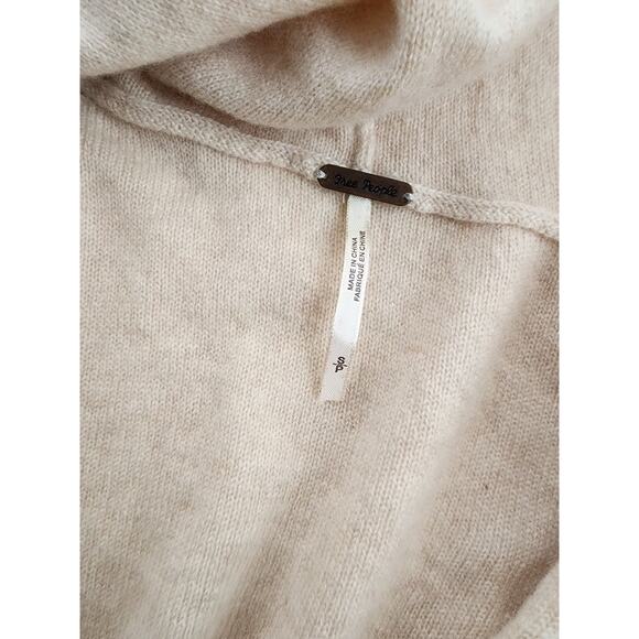 Free People Sweater Dress Tunic S 100% Cashmere Cream Pink Ombre Hooded, Pockets - Picture 10 of 10